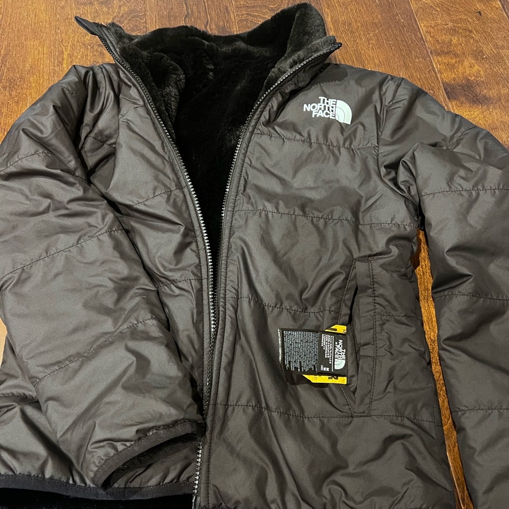 Black north face furry lining / reversible